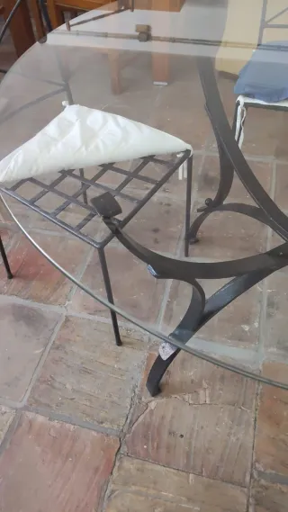 Conjunto mesa y sillas jardín forja