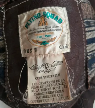 Chaqueta Cuero Vintage Flying Squad Made in France