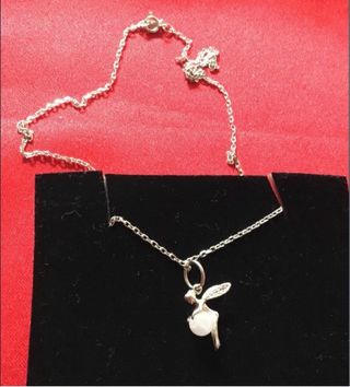 Colgante Hada con bola del mundo Cadena Plata