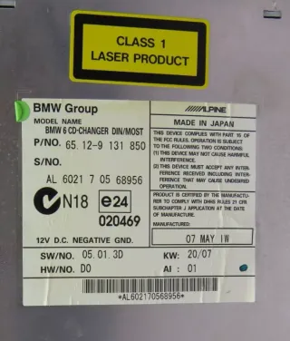 Sistema Audio Radio CD BMW SERIE 5 65129131850 65.12-9 131 850