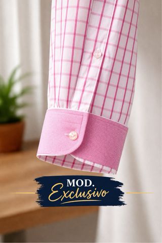 Camisa Mirto cuadros rosa y blanca