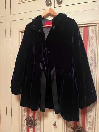 Abrigo Carolina Herrera Terciopelo Azul Talla L