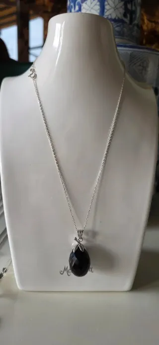 Gargantilla de plata y fruta onix