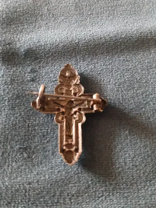 Antiguo Broche Cruz Plata