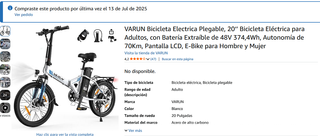 Bicicleta Eléctrica Plegable 20'' Adulto