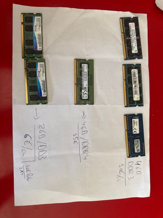 Lote RAM DDR3 y DDR4 para portátil