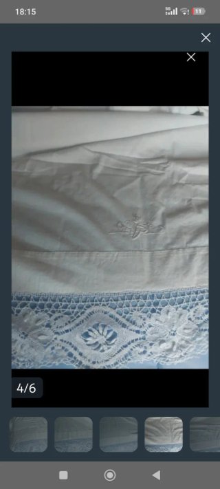 Juego sábanas bordadas y bolillos