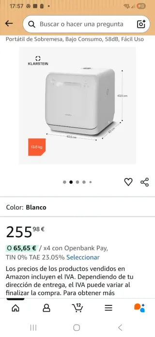 Lavavajillas Klarstein Portátil Blanco