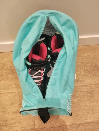 Conjunto patinaje: patines, protecciones y bolsa