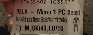 Mono Bela Roket 1 Pieza Talla 48