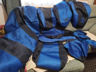 Fundas Asientos Coche Azul y Negro con extras