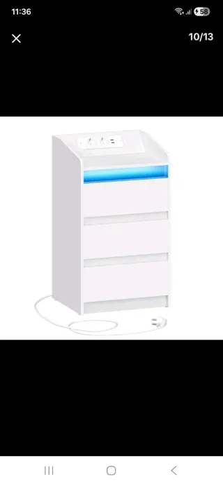 2 Mesitas , de noche blanca con luz LED