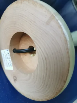 Pie de lámpara sobremesa beige y azul