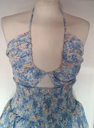 Vestito donna allacciato al collo floreale