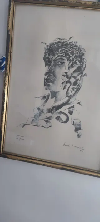 Cuadro plumilla retrato hombre