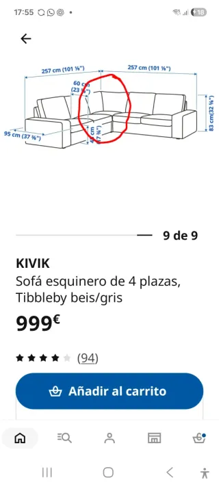 Sofá Rinconera Gris Kivik Ikea