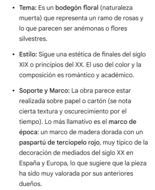 Cuadro antiguo flores marco dorado