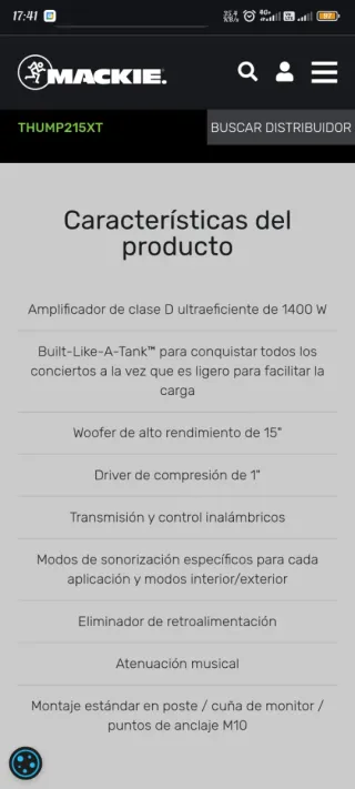 Alquiler Altavoz Mackie Thump215XT 1400W Bluetooth