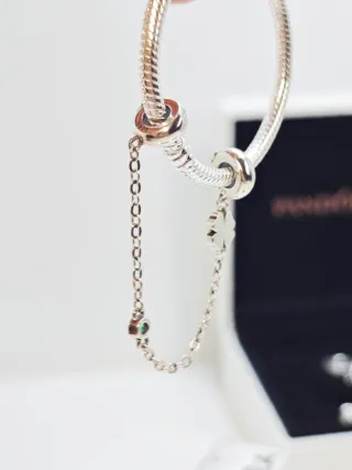 Cadena Seguridad Plata S925 Trébol para pandora