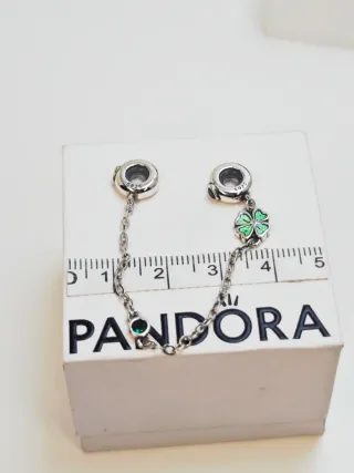 Cadena Seguridad Plata S925 Trébol para pandora