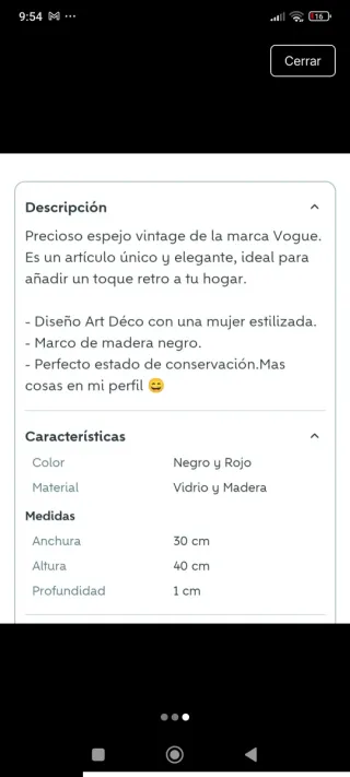 Espejo Vogue Vintage Art Deco Mujer Abanico