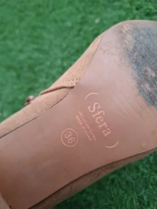 Botas tacón ancho beige T.36