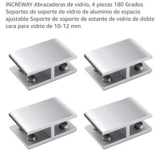 8 Abrazaderas Vidrio 180° Aluminio