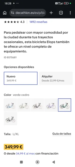 Bicicleta de paseo verde