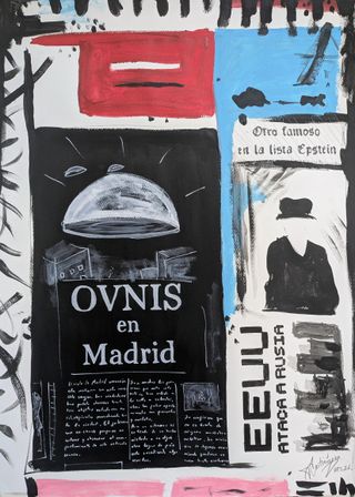 Cuadro Original Estilo Basquiat OVNIS Grande