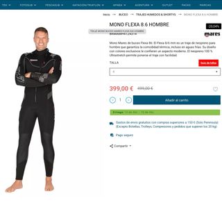 Traje Buceo Mares Flexa 8/6 Hombre Talla 6