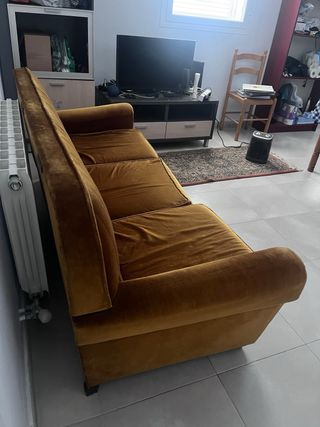 Sofá Marrón de Terciopelo 3 Plazas (190x77x75)