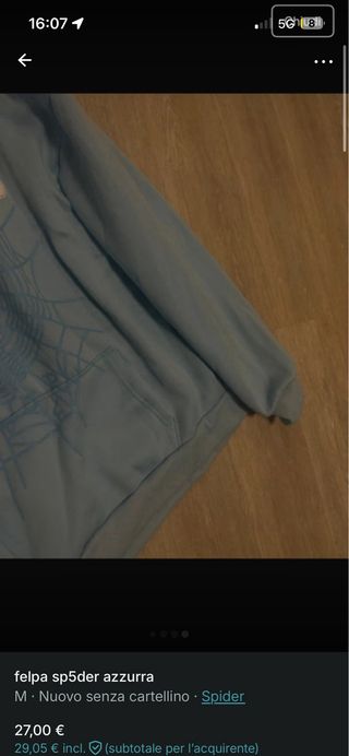 Felpa Spider Azzurra M