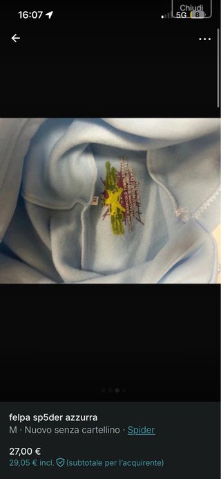 Felpa Spider Azzurra M