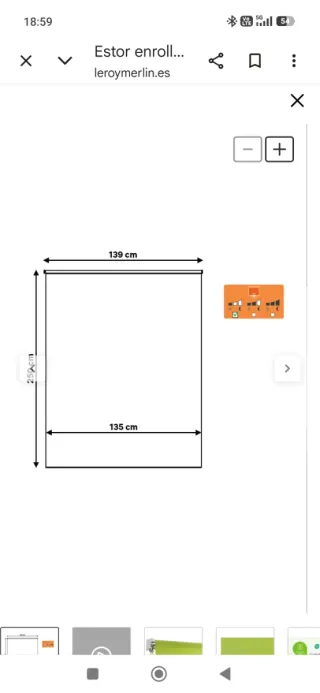 Estor enrollable 135 cm x 250 cm