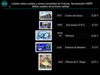 Sellos de Francia años 1970 y 1971 Usados