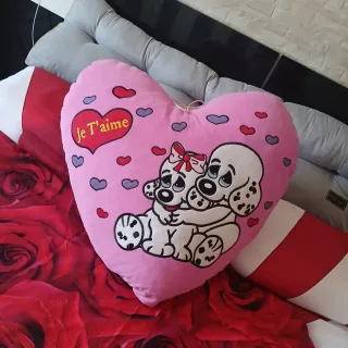 Cuscino a forma di cuore Je T'aime con cani
