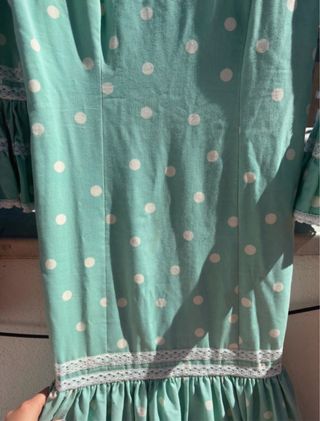 Traje Flamenca Turquesa Lunares Blancos