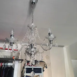 Lámpara de araña de cristal y metal Ideal retro