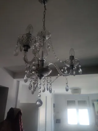 Lámpara de araña de cristal y metal Ideal retro