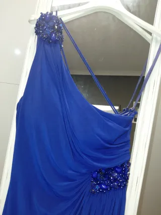 Vestido largo joya azul