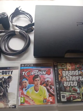Consola PS3 Negra + 4 Juegos + Accesorios