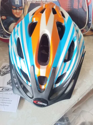 Casco de bicicleta GES naranja y azul Talla S