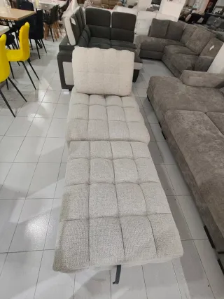 Sofá cama individual beige y gris