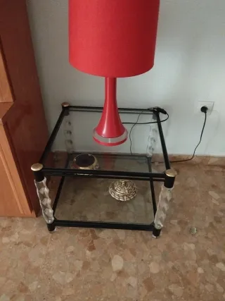 Mesa de centro cristal y metal