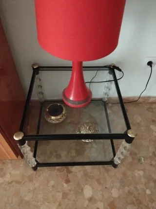 Mesa de centro cristal y metal