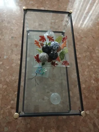 Mesa de centro cristal y metal