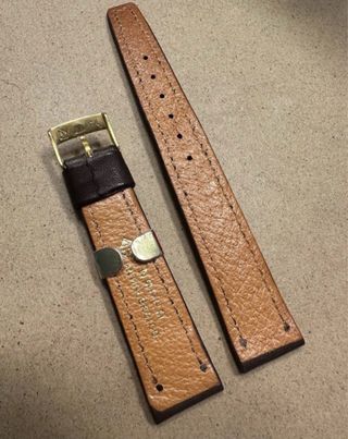 Correa de reloj de piel Marrón 18mm Hebilla Dorada