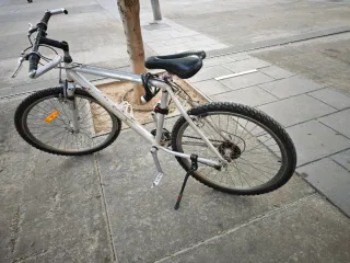 Bicicleta de montaña plateada
