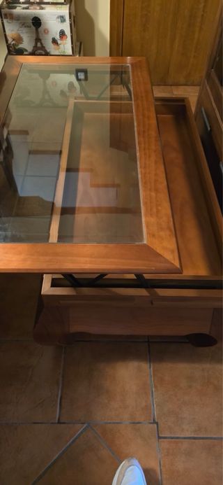 Mesa centro elevable con 4 cajones