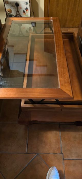 Mesa centro elevable con 4 cajones